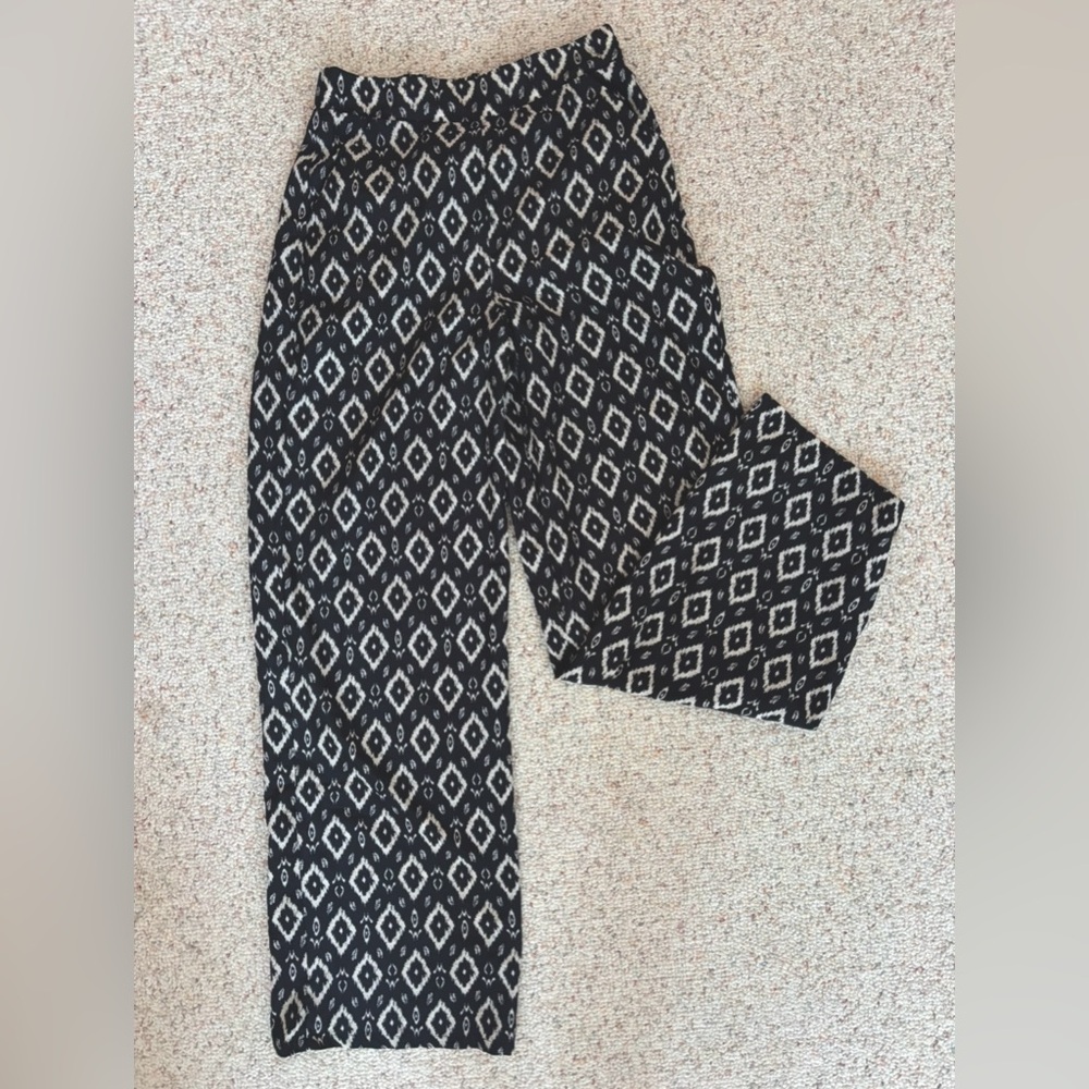 Patterned Black and White Pants